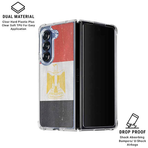 Egyptian Flag Distressed Galaxy Z Fold6 Clear Case
